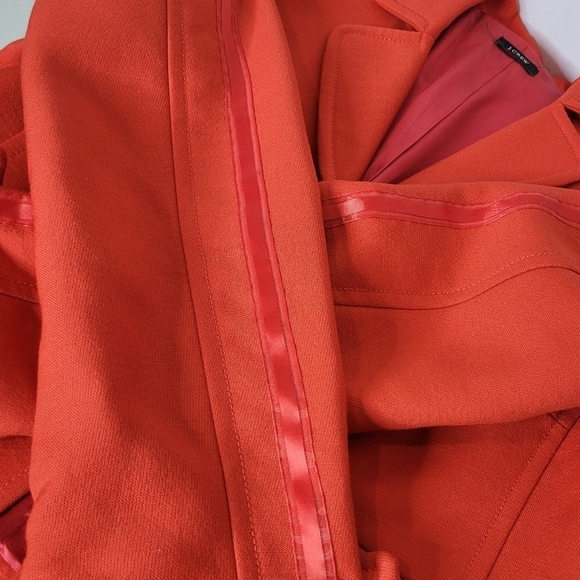 J Crew Red Poly / Wool Blend Button Front Cropped Blazer w/ Arm Stripe - Sz L/12 - Picture 6 of 16